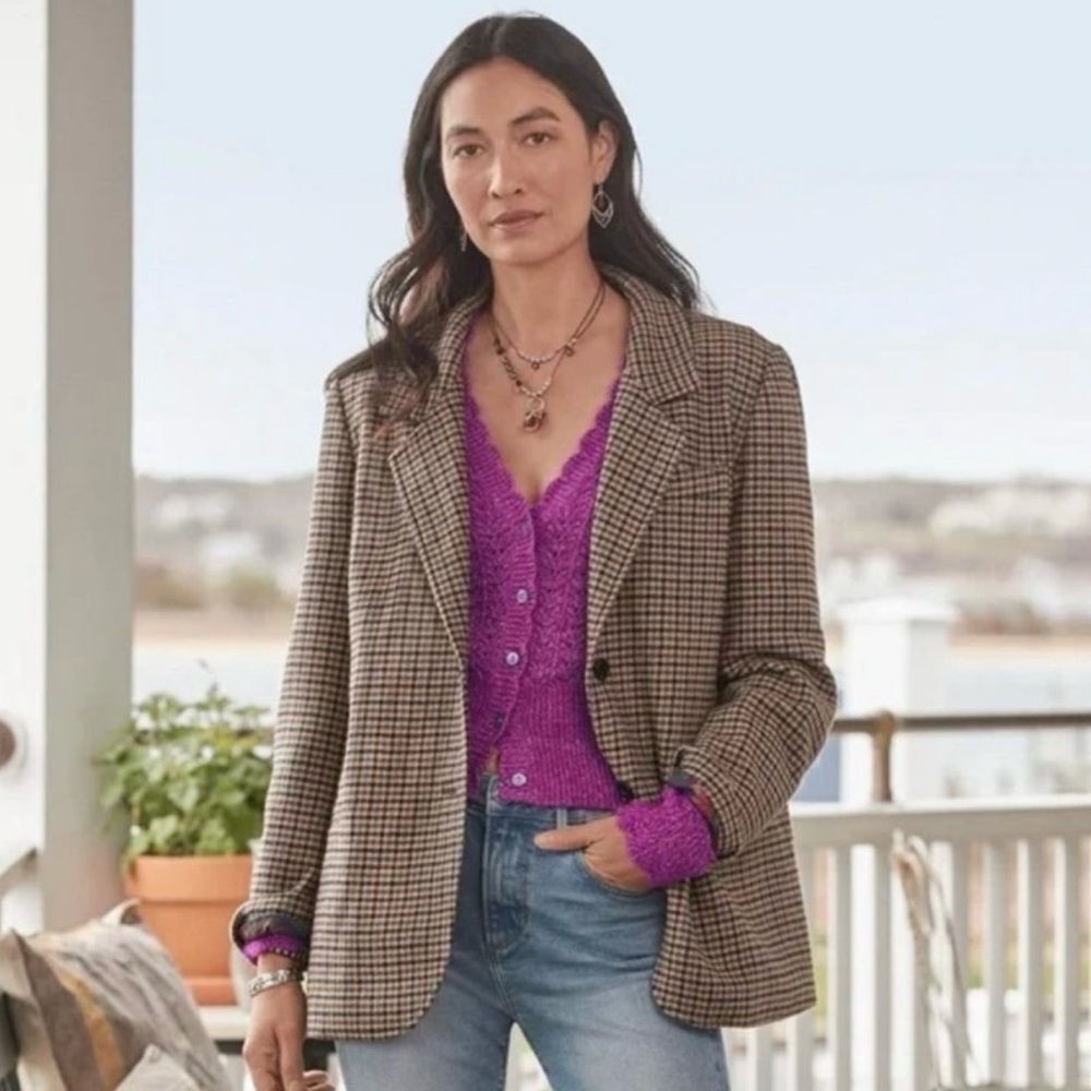 Sundance Leanna Pointelle Scalloped Fuchsia Cardigan - Picture 8 of 9